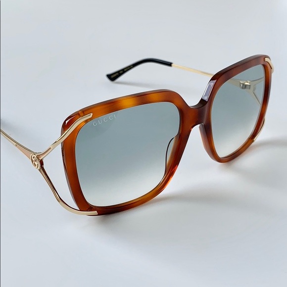 Gucci Sunglasses GG0647S 003 Havana/Gold/Green - Picture 5 of 7